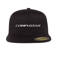 Compustar snap back flat bill hat in black